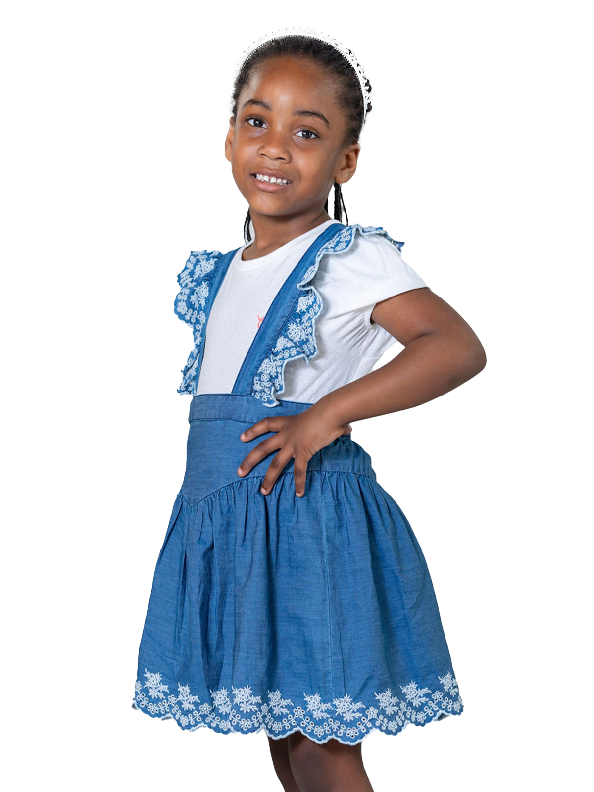 Blueberry Frill Scallop Embroidered Skirt Set