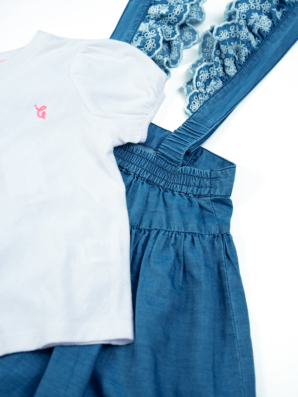 Blueberry Frill Scallop Embroidered Skirt Set