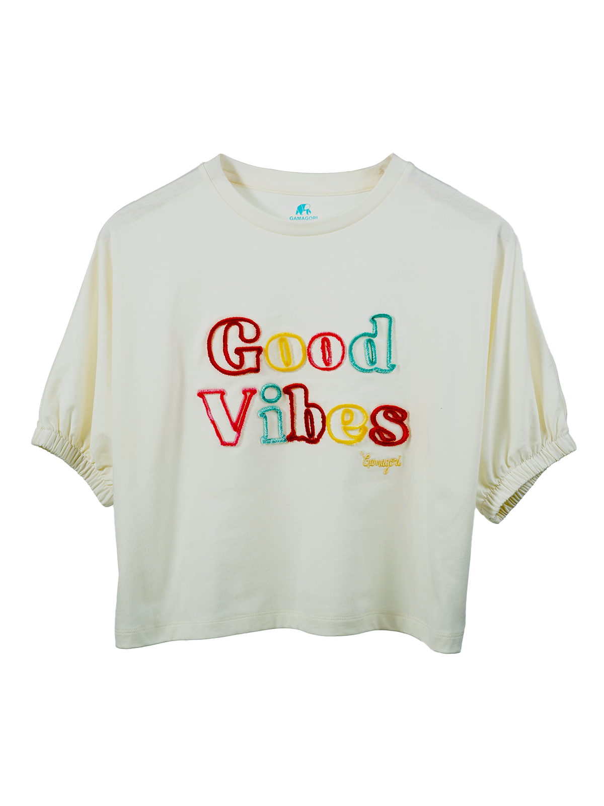 Embroidered  Slogan Puff Tee