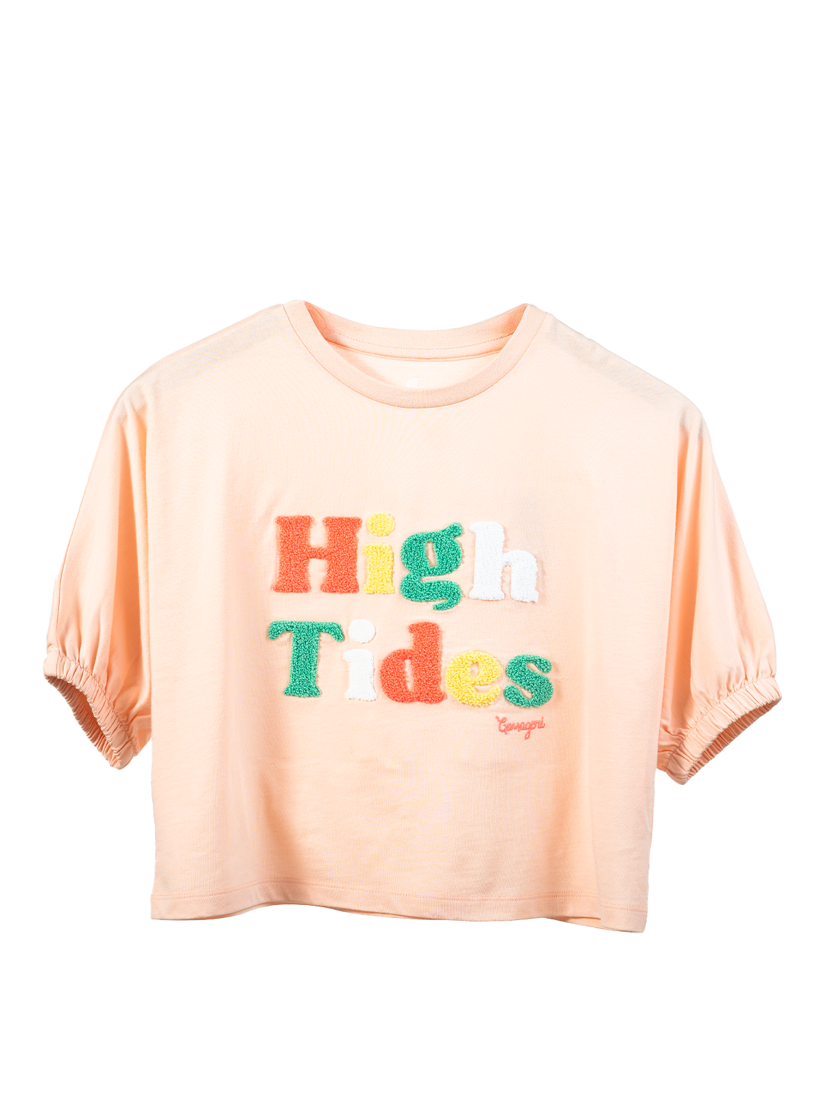 Embroidered  Slogan Puff Tee