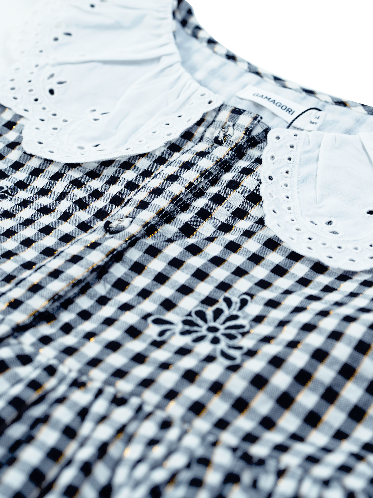Willow Collar Embroidered Gingham Dress